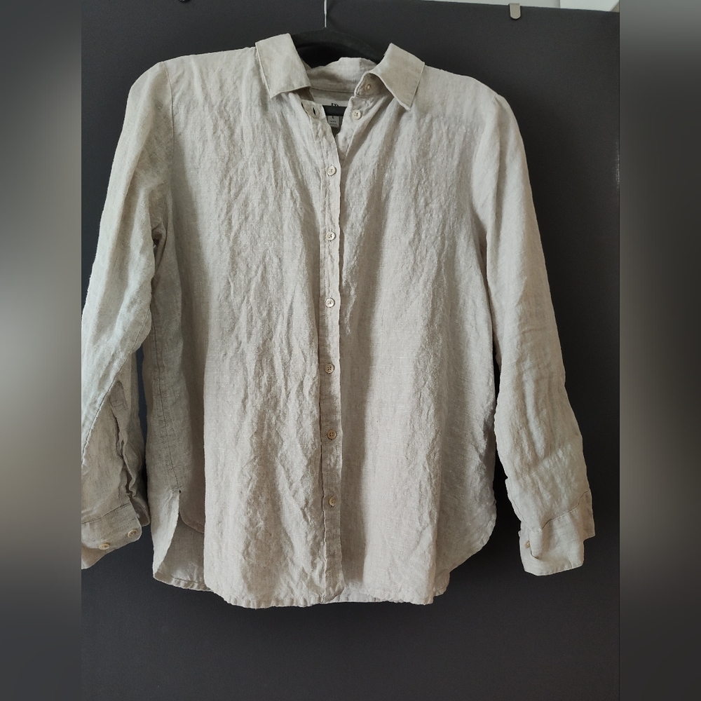 Banana Republic Linen Shirt, Natural Flax Color, Size P L, Excellent Condition